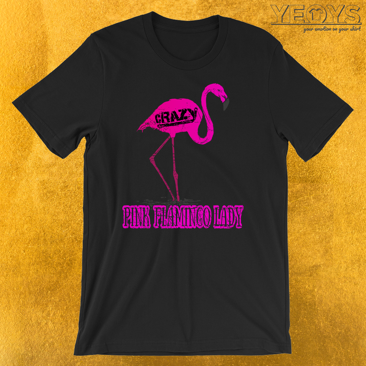 Crazy Pink Flamingo Lady T-Shirt