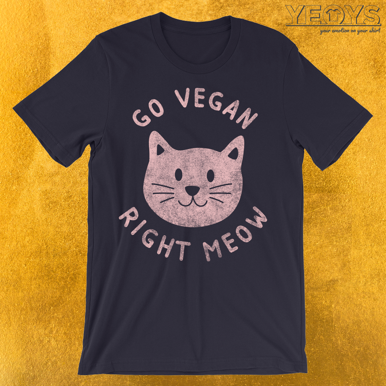 Go Vegan Right Meow Cat Face T-Shirt