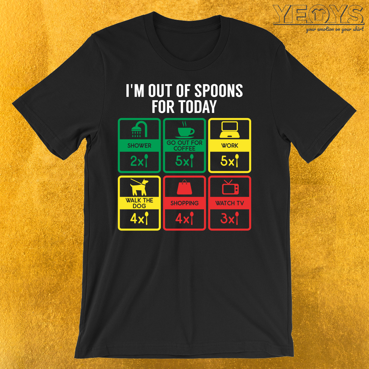 Out Of Spoons Autoimmune Disease T-Shirt